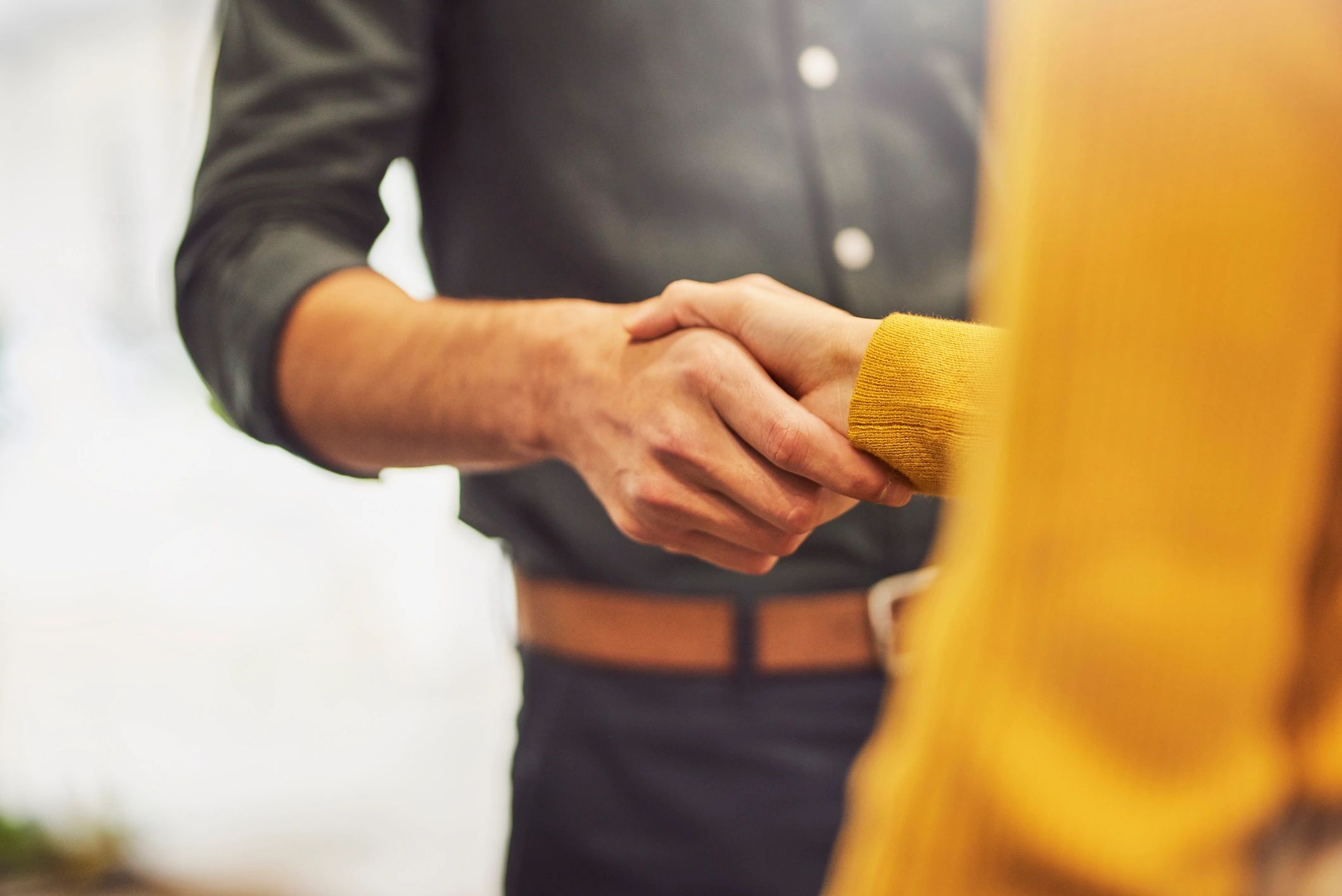 Two professionals greeting with a handshake